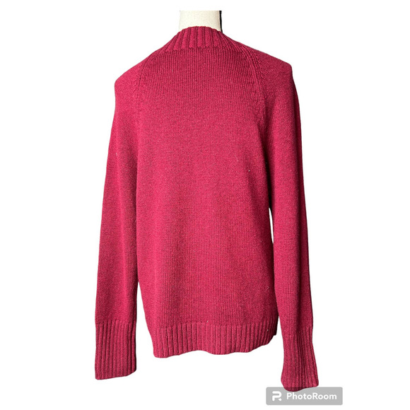J. CREW Women's Sweater Size M in Burgundy Nylon Lambs Wool Blend w/Rhinestones - Picture 3 of 5